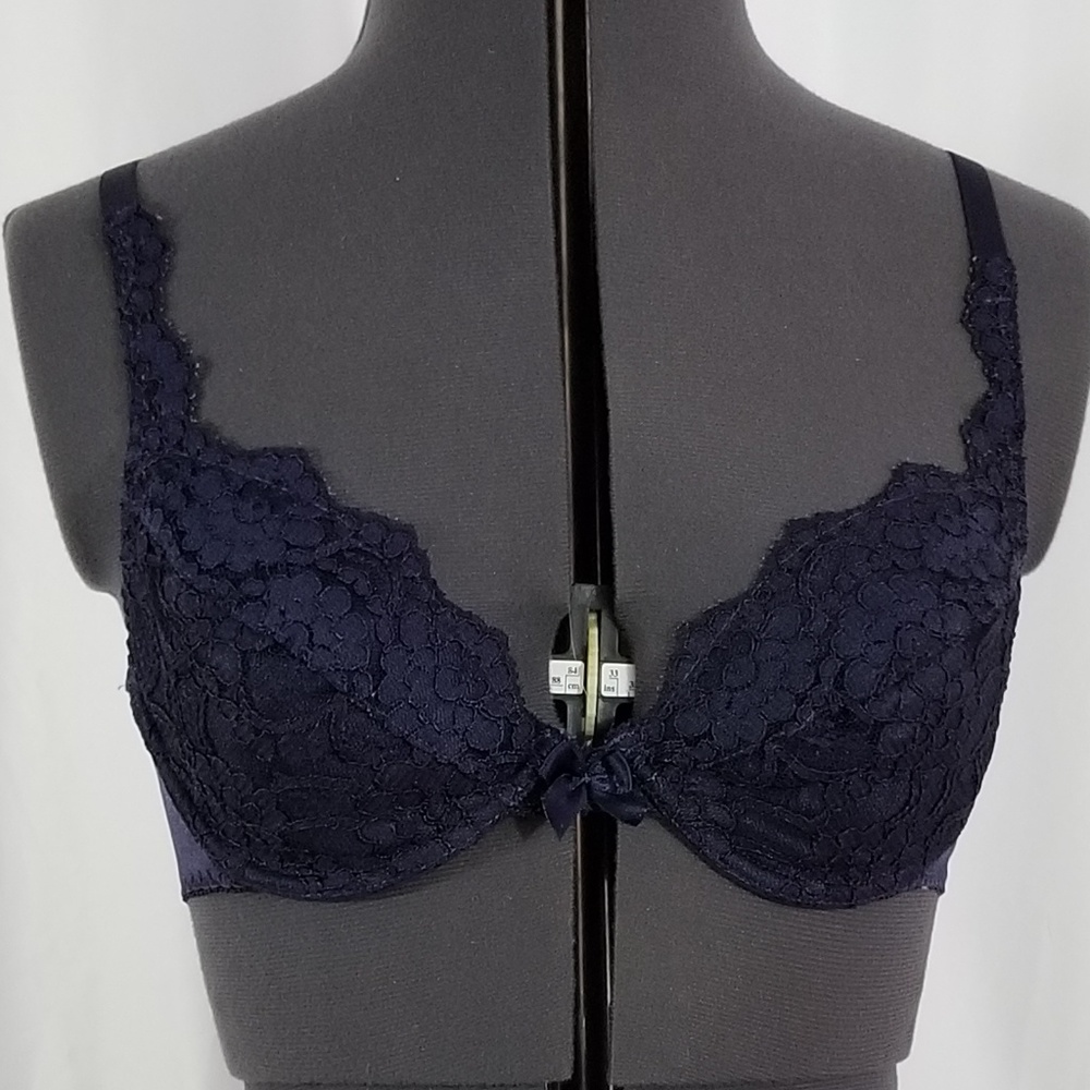 Victoria Secret Demis Navy Lace Underwire Bra 34B